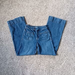 Habitual Shay Patch Pocket Wide Leg High Rise Jeans 2/26 Small Boho Festival